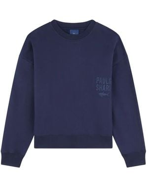 Paul & Shark Logo-Print Crew-Neck Sweatshirt - Blue