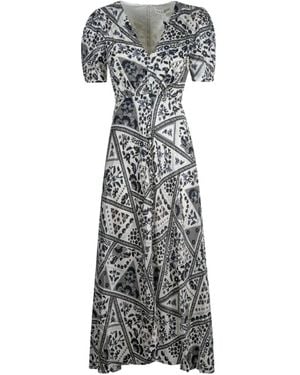 Saloni Puff Sleeve Floral Dress - White