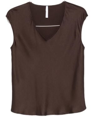 Imperial Satin-Finish Scoop-Neck Top - Brown