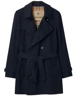 Burberry Long-Sleeve Trench Coat - Blue