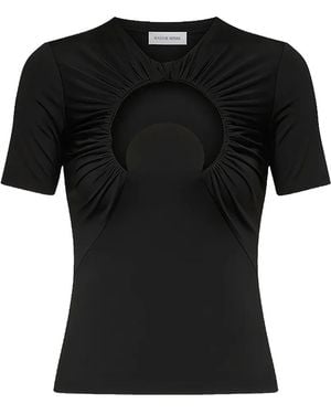 Marine Serre Moon-Motif Gathered T-Shirt - Black