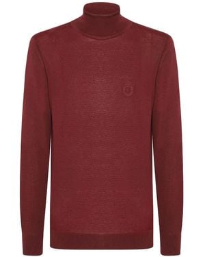 Billionaire Crest-Embroidered Roll-Neck Jumper