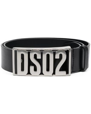 DSquared² ロゴバックル レザーベルト - ブラック