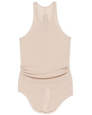 Rick Owens Ribbed Curved-Hem Top - White