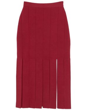 JOSEPH Lagny Slit-Detail Midi Skirt - Red