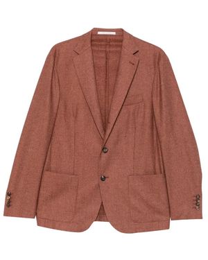 Eleventy Single-Breasted Notched-Lapels Jacket - Brown