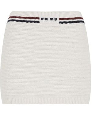 Miu Miu Falda corta de punto - Blanco