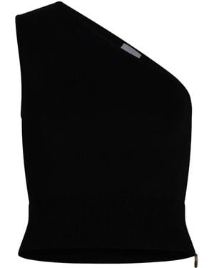 Patou One-Shoulder Ribbed Top - Black