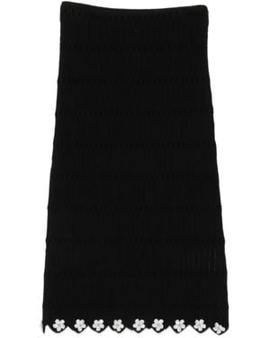 Maje Falda Midi De Con Aplique Floral - Negro