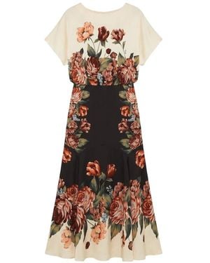 FARM Rio Winter-Floral Short-Sleeve Maxi Dress - White