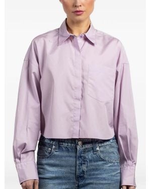 Rag & Bone Patch-Pocket Cropped Shirt - Purple