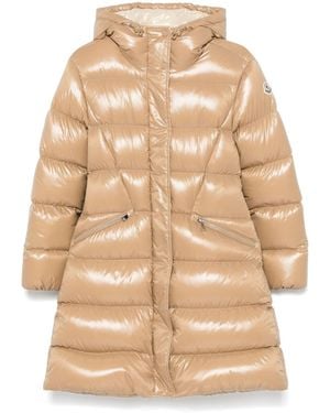 Moncler Beige Glossy Down-Filled Parka Coat - Natural