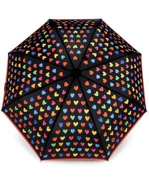 Moschino Heart-Print Folding Umbrella - Black