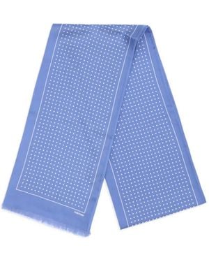 Tom Ford Polka Dot Fringed Scarf - Blauw