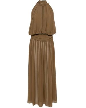 De La Vali Cruz Ruched-Waist Maxi Dress - Natural