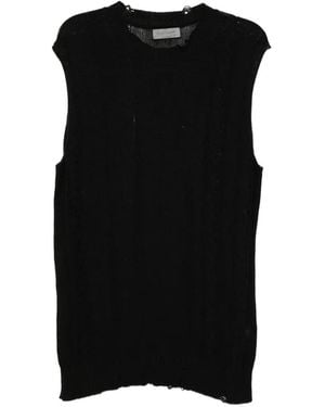 Yohji Yamamoto Rope-Pattern Distressed Vest Top - Black