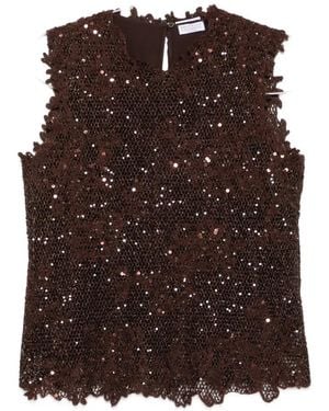 Brunello Cucinelli Sequin-Embellished Top - Brown