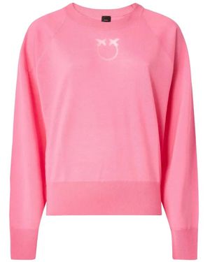 Pinko Logo-Motif Raglan-Sleeve Jumper - Pink
