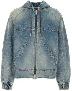 1989 STUDIO Washed-Denim Hooded Jacket - Blue