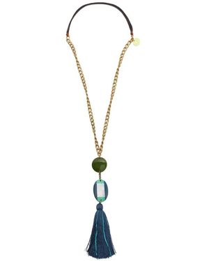 Maliparmi Charm Tassel Necklace - Blue