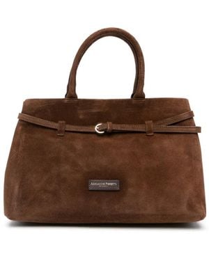ADRIANNA FERETTI Buckle-Detail Suede Tote Bag - Brown