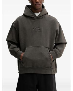 Vans Logo-Embroidered Hoodie - Grey