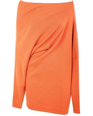 Gianluca Capannolo Off-Shoulder Gedrapeerde Trui - Oranje