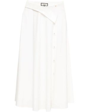 Nissa Buttoned Asymmetric Skirt - White
