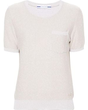 Jacob Cohen Logo-Embroidered Bouclé T-Shirt - White