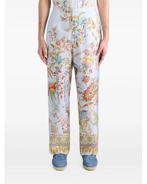 Etro Printed Silk Trousers - White