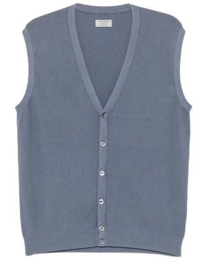 Gran Sasso V-Neck Button-Up Vest - Blue