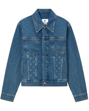Marine Serre Veste En Jean À Imprimé Lune - Bleu