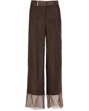 Peserico Pantaloni Con Orlo A Contrasto - Marrone