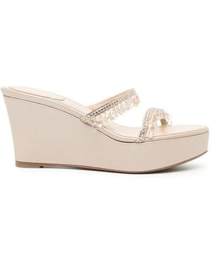 Rene Caovilla 85Mm Taylor Wedge Sandals - Natural