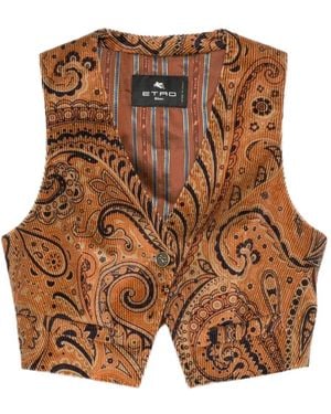 Etro Paisley-Pattern Corduroy Waistcoat - Brown