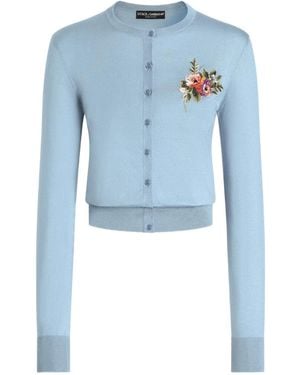 Dolce & Gabbana Floral-Appliqué Cardigan - Blue