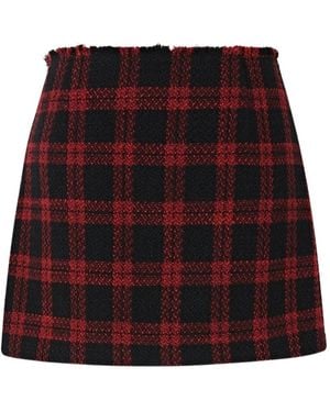 Pinko Wrap Mini Skirt With Check Pattern - Red