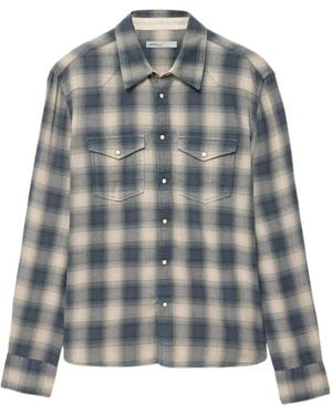AllSaints Camicia Western Brook A Quadri - Blu