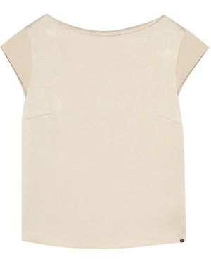 Herno Short-Sleeves Crepe Top - Natural