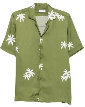 Tagliatore Hawaii Palm-Print Shirt - Green