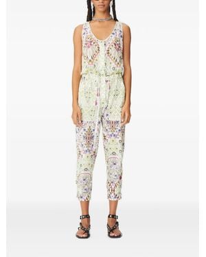 Maria Cher Esquel Iriel Graphic-Print Drawstring Jumpsuit - White