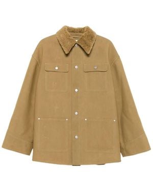Nanushka Faux-Fur Collar Utility Jacket - Natural