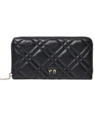 V73 Cartera Diaspro Acolchada Con Placa Del Logo - Negro