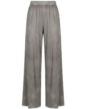 Avant Toi Elasticated-Waistband Palazzo Trousers - Grey