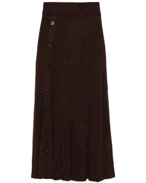 Bompard Ribbed Flared Midi Skirt - Brown