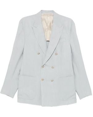 Eleventy Double-Breasted Patch-Pocket Jacket - White