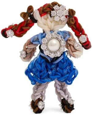 ShuShu/Tong Woven Girl-Motif Brooch - Blue