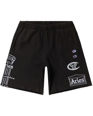 Champion Bermudas Con Logo Estampado De X Aries - Negro