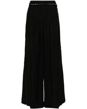 Mugler Hook & Eye Wide-Leg Pants - Black