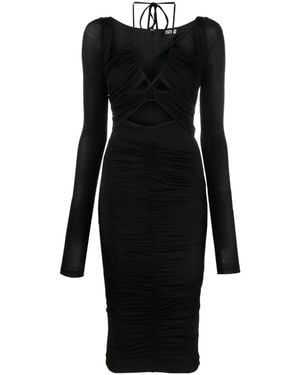 Versace Jeans Couture Cut-Out Lace-Up Midi Dress - Black